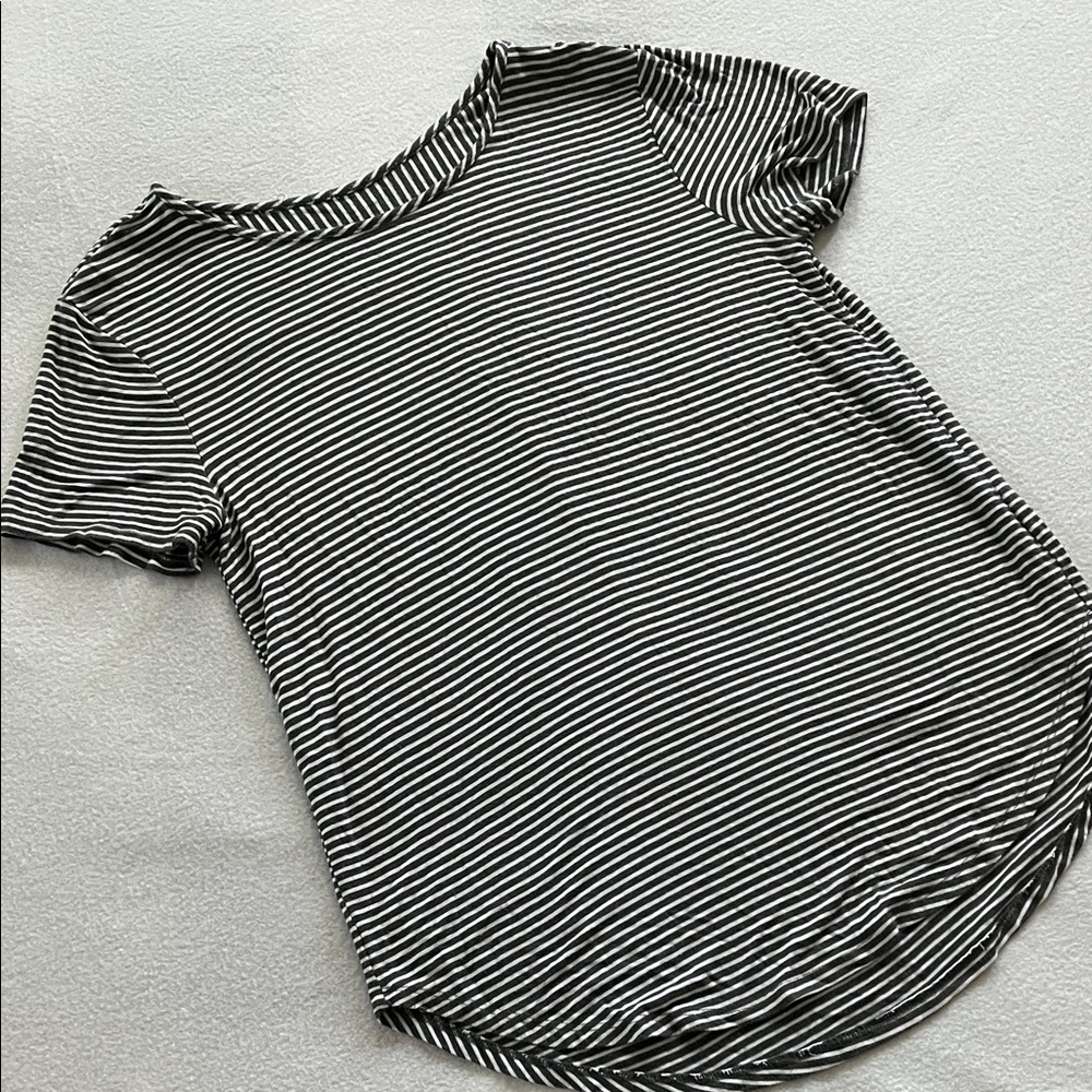 CUTE Striped Olive Green and White Women's Top